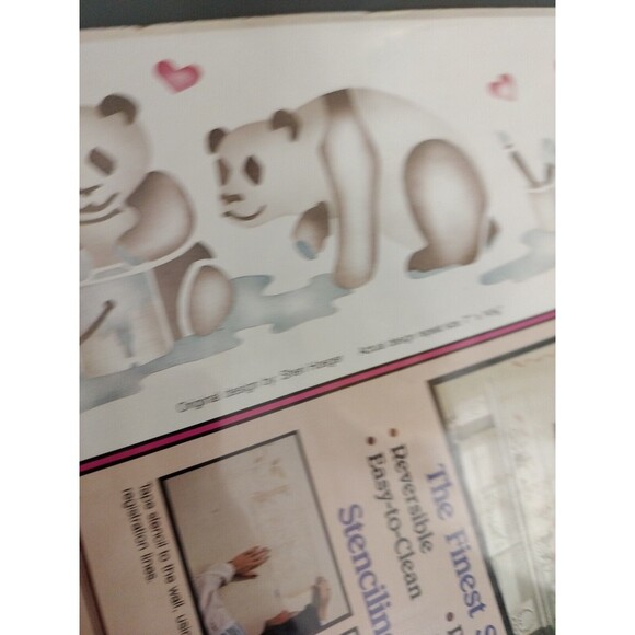 Vintage 1990 Stencil Decor Pre-Cut Wall Stencils #26619 Painting Pandas Nursery - Picture 5 of 9